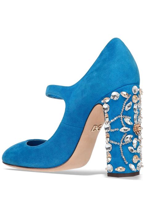 DOLCE&GABBANA Embellished suede Mary Jane .